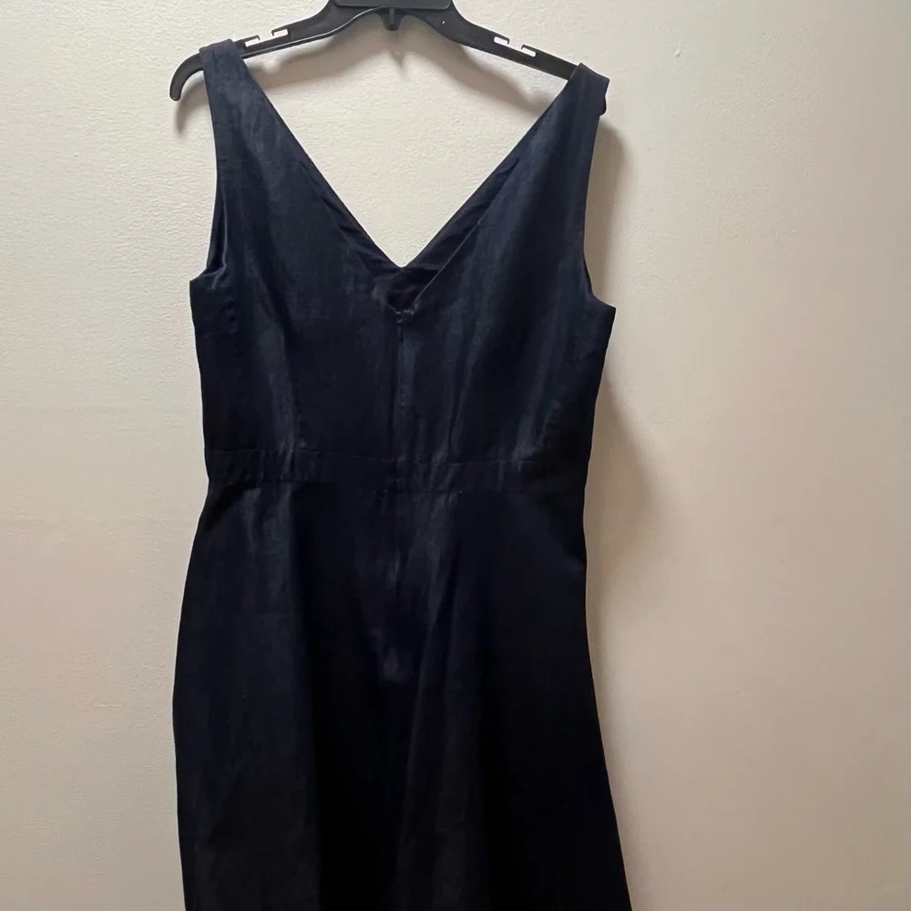 GAP Stylish Classy Sleeveless V-Neck& Back Denim Jumper Dress, Sz 14, Dark Wash - Picture 2 of 7